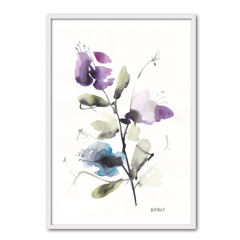 Nature Flores Violetas by Bruno Vázquez - Single Picture Frame Painting, 90cm H x 60cm W x 3cm D