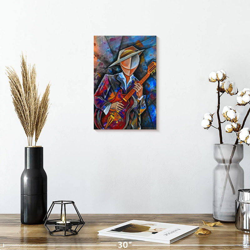 Abarca Cubist Guitar Musician, 12" H x 8" W