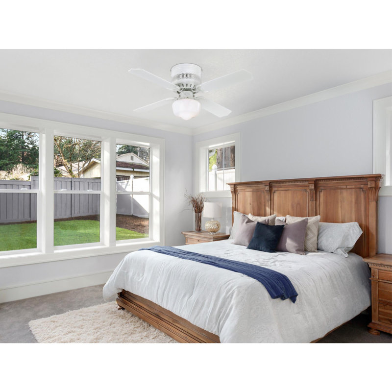 White 42'' Low Profile Ceiling Fan with Light Kit