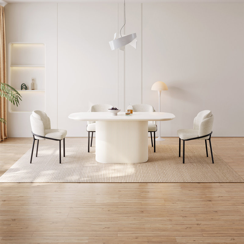 Ensemble de table de salle à manger 62,99 "avec 4 chaises pour la cuisine, le bar et le salon, Crème, crème