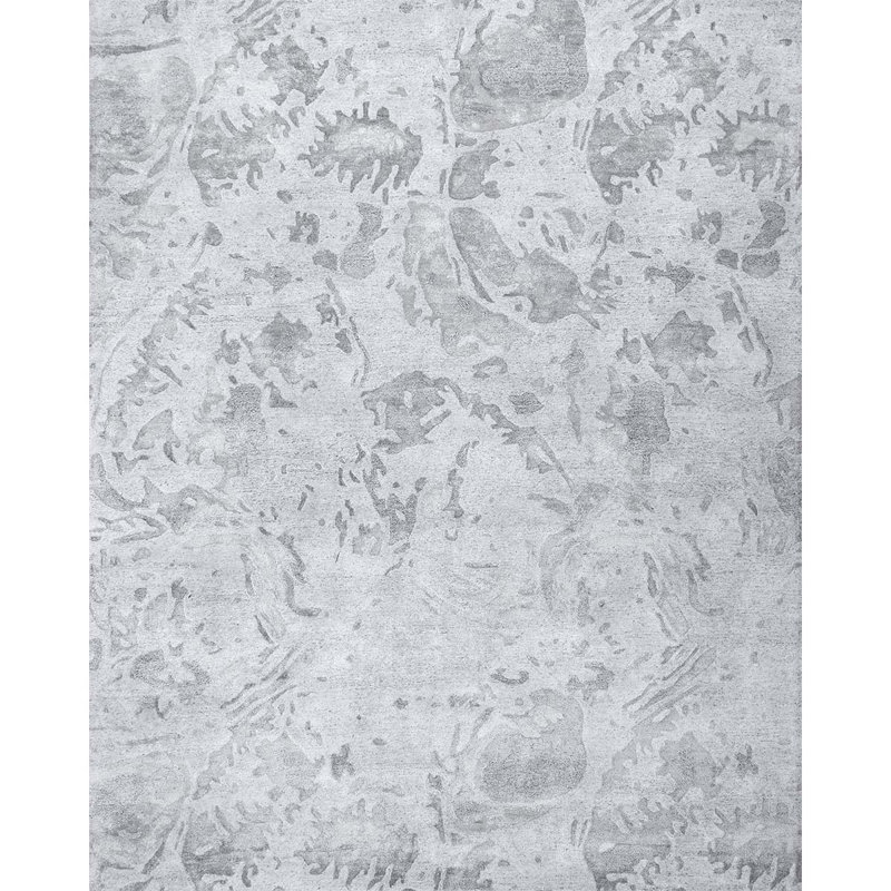 Tapis gris et argent noué à la main de haute qualité, Rectangle 3 pi x 5 pi 1 po