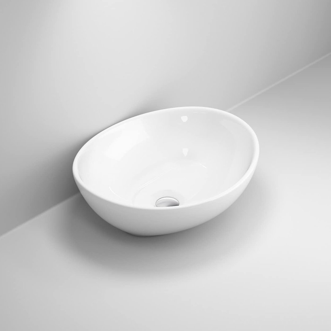 iBathUK Silens  Modern Curved Wall Hung Sink, Stylish Wall Hung Cloakroom Ceramic Basin, Space-Saving Design, Easy to Clean & Maintain