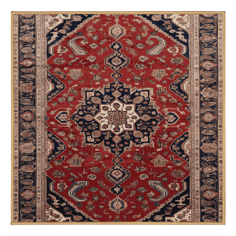 Machine Washable Persian Brown Area Rug, Square 3'