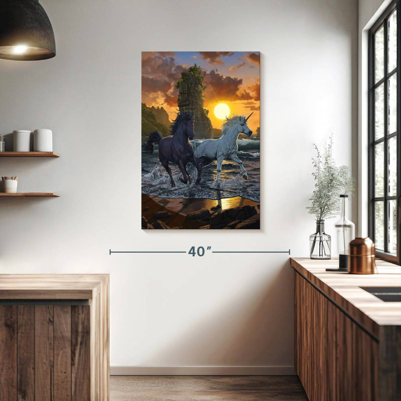 Brampt Unicorns In Sunset, 39" H x 26" W