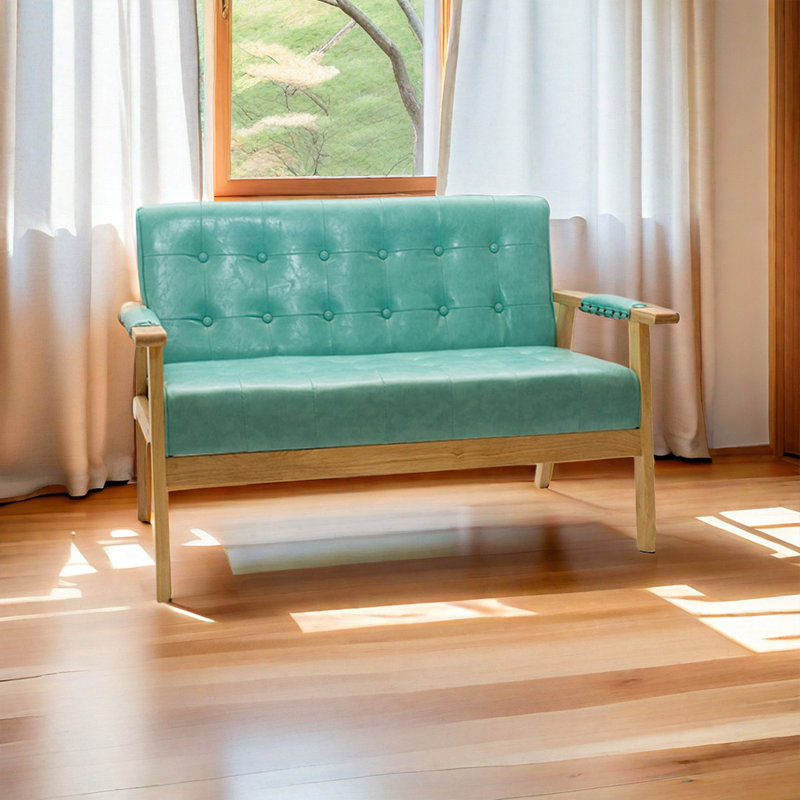 Élégant banc double décontracté Bar Cafe, Brun clair, Turquoise
