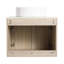 Meuble-lavabo mural de conception moderne avec lavabo en céramique et tablettes de rangement latérales-2044149342