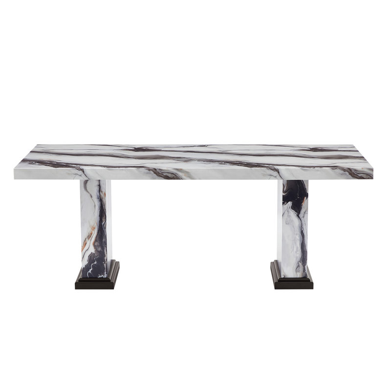 Black and White Faux Marble Dining Table