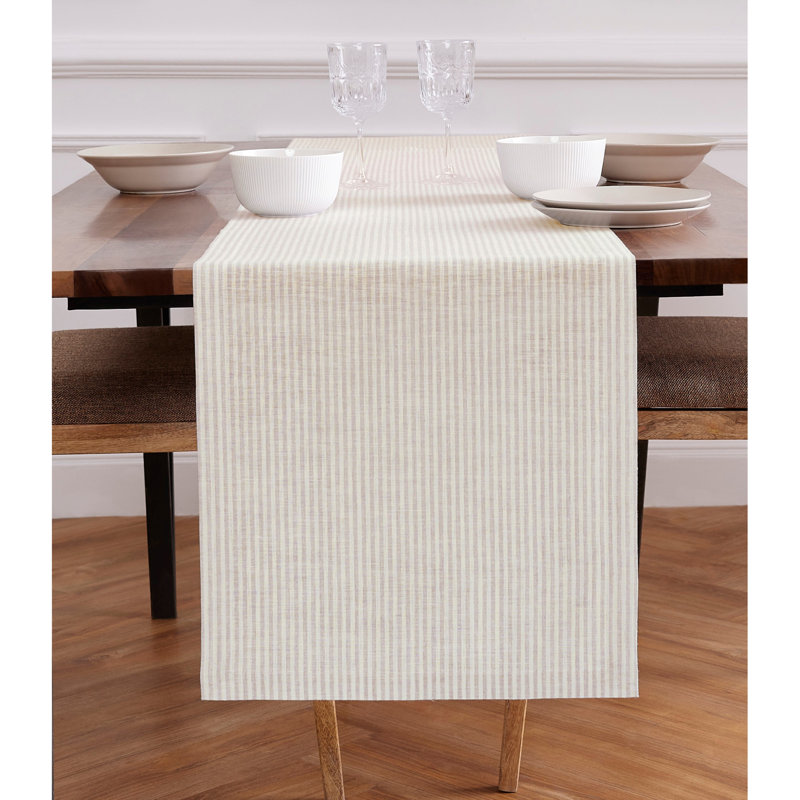 Natural White Linen Rectangle Table Runner 48" x 14"