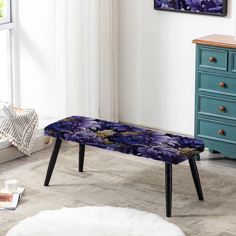 Banc rembourré noir, Mystique mauve, chuchotement floral