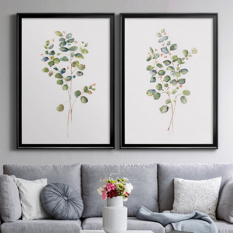 Eucalyptus I, toile encadrée de qualité supérieure - prête à être accrochée, Noir, H 36,5 po x l 53 po x P 1,25 po