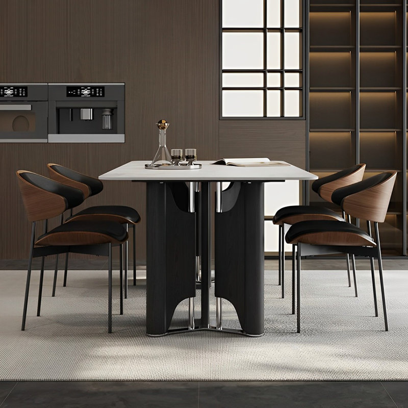 Ensemble de table rectangulaire moderne avec chaises, H 29,52 po x L 55,11 po x l 31,49 po
