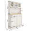 Grande armoire de rangement de cuisine avec 3 tablettes réglables, 2 tiroirs et 1 armoire à ordures inclinable, armoire de rangement décorative pour la maison