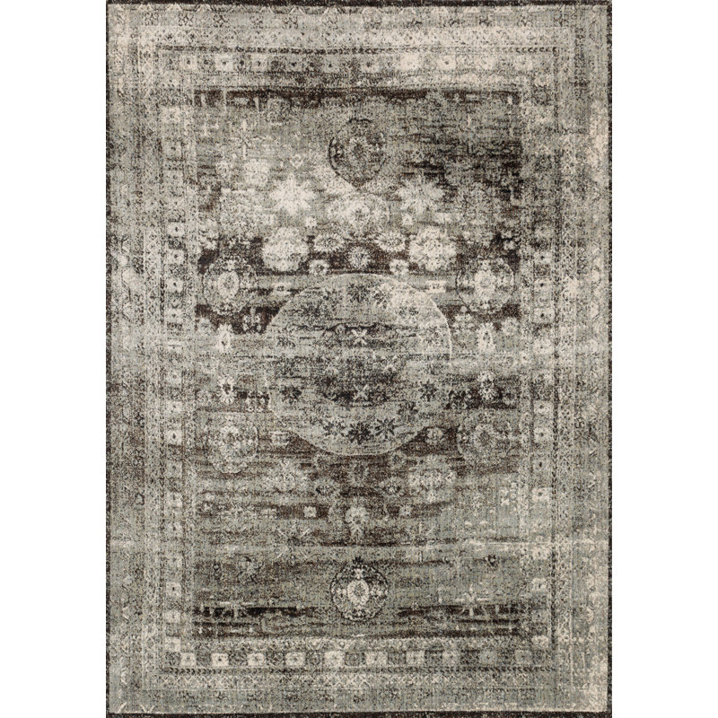 Tapis oriental en granit / brun / noir Waldrup, Rectangle 9 pi 6 po x 13 pi