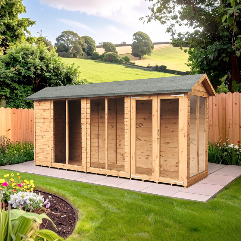 Empire Apex Summerhouse Shiplap Tongue & Groove 4X14 Double Door With Windows