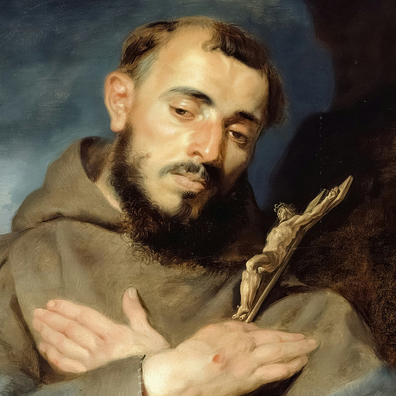 Saint Francis, 1615 Framed Print on Canvas, 49.25" H x 37.25" W