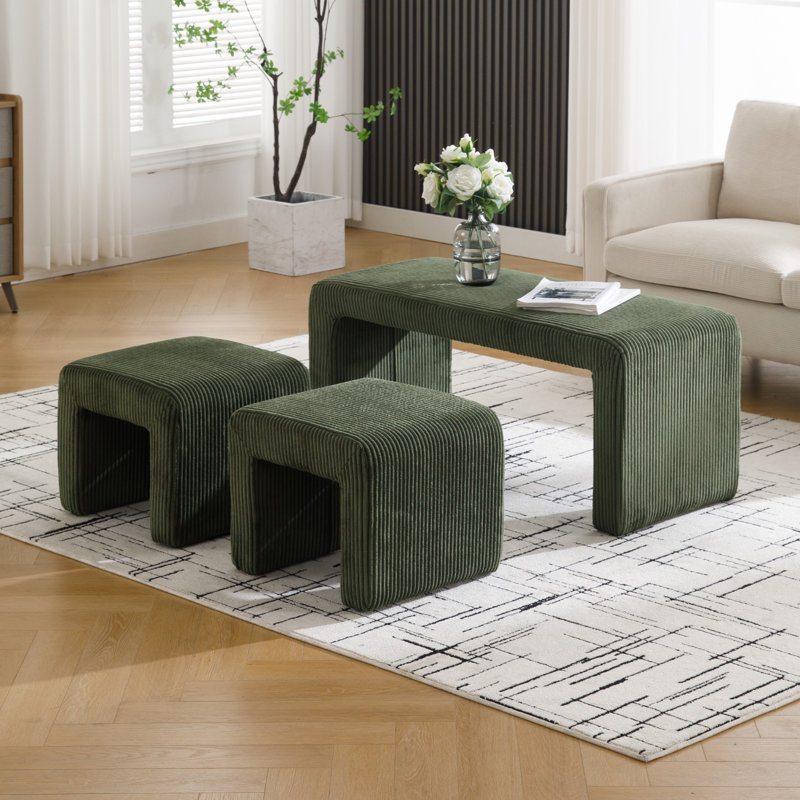 Faux Fur Upholstered Bench, Green
