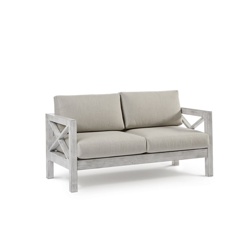 Abbi-Rose 60'' Wide Metal Loveseat with Cushions, Canvas Canvas Sunbrella® Canvas