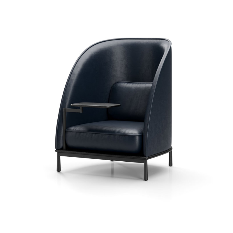 Chaise longue à dossier haut avec tablette Arc, Chêne noir, Jade 800 Polyester