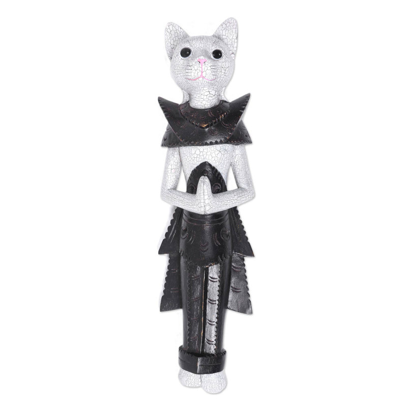 Figurine de chat Daryanani Palace, Blanc / Noir