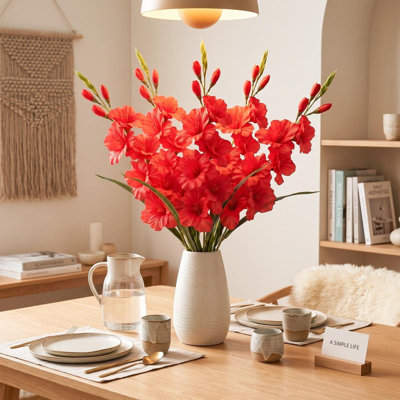 Gladiolus Artificial Flowers 5 PCS 25.6 in Gladiolus Flowers Silk Flowers Long Stem Flowers for Home Wedding Office Decoration