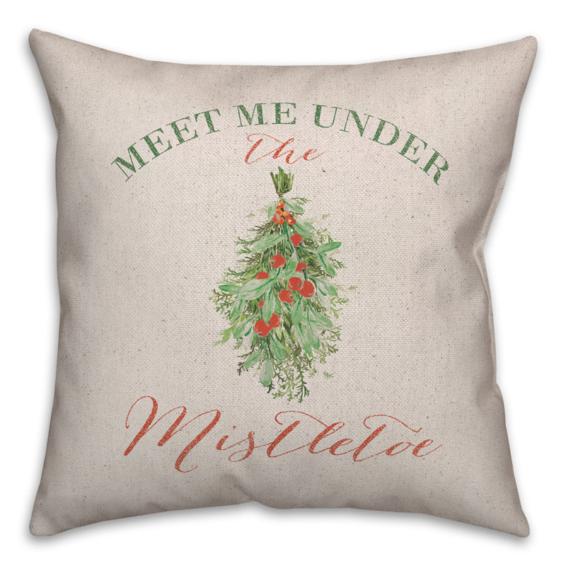 Meet Under Mistletoe Throw Pillow, 16" x 16"