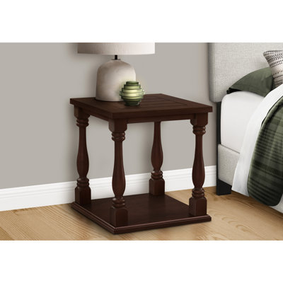 Mobilier d'appoint pour chambre à coucher à 2 niveaux, placage carré brun, table de couleur, table de chevet d'aspect traditionnel