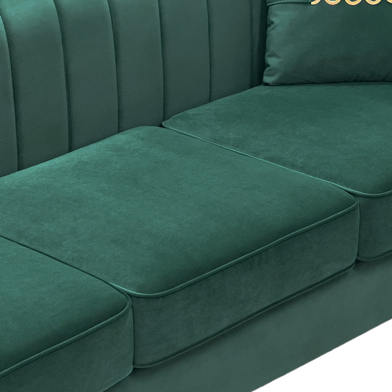 Eugeniu 83.46'' Velvet Sofa, Green Velvet