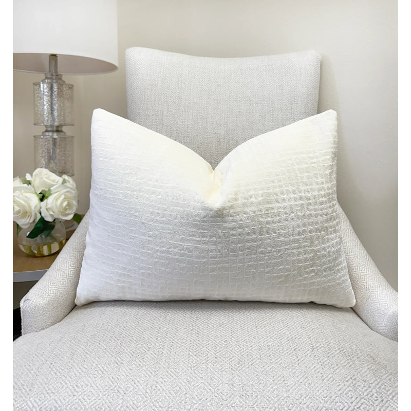 Housse de coussin en velours texturé, 14 x 20 po, Crème