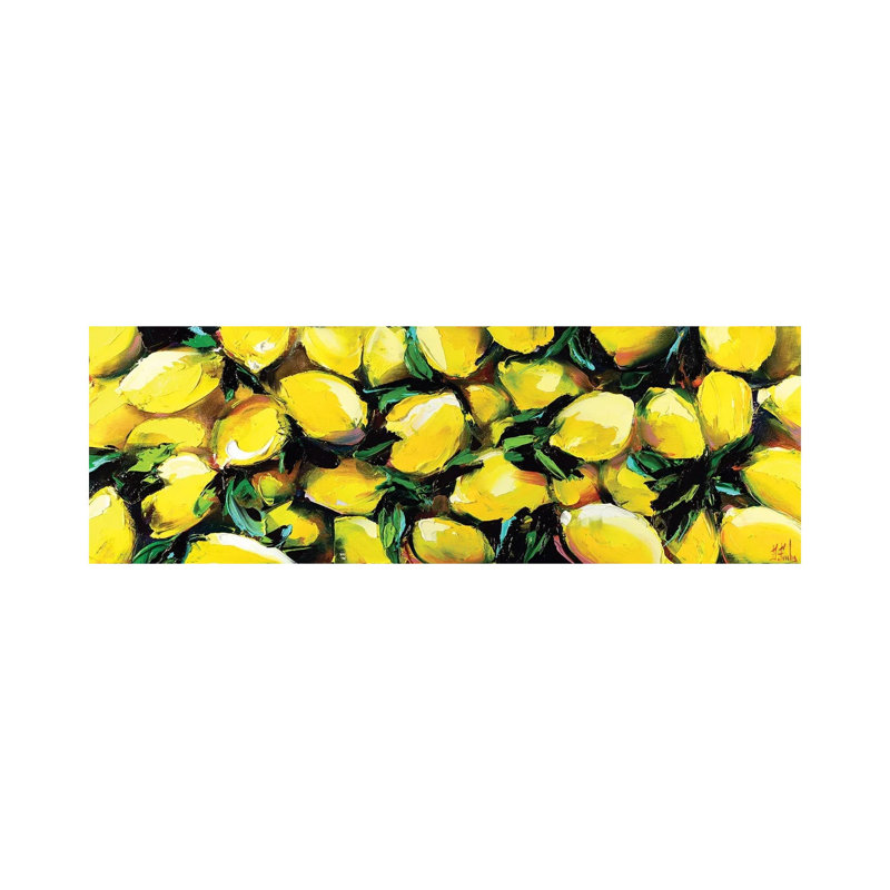 Lemon Painting by Bozhena Fuchs - Wrapped Canvas Panoramic Print, 30.48 cm H x 91.44 cm W