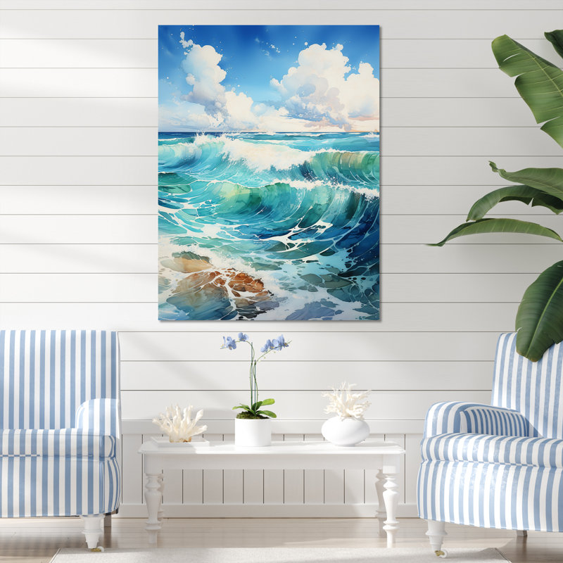 «Tropical Beach Waves Fusion», reproduction sur toile, H 44 po x l 34 po x P 1,5 po, Toile tendue