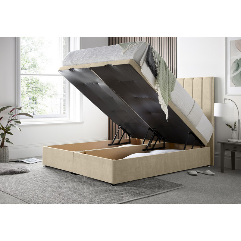 Sara Naple Divan Ottoman with Floor Standing Headboard, Kingsize (5'), Beige