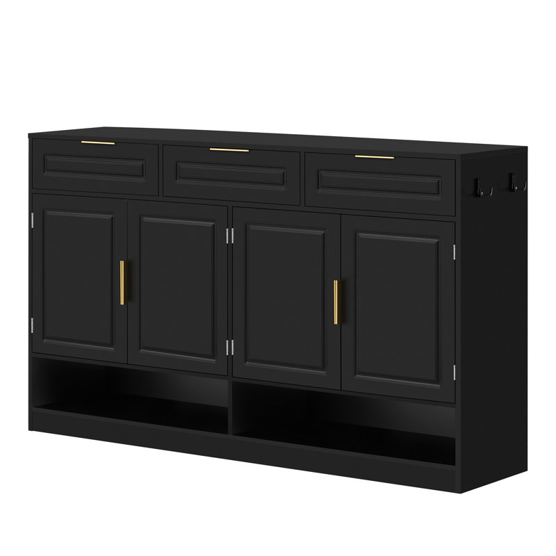 59'' Wide 4 - Door 3 - Drawer Filing Credenza, Black