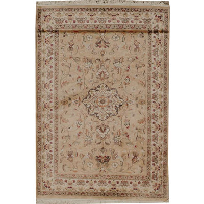 Tapis beige et ivoire de haute qualité noué à la main
