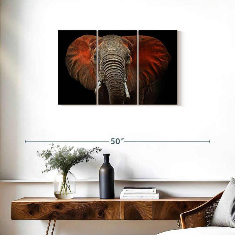 Portrait d'éléphant Brampt, H 20 po x l 33 po
