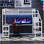 Lit mezzanine polyvalent avec garde-robe intégrée, bureau, charge USB et éclairage DEL pour les enfants, les adolescents et les adultes