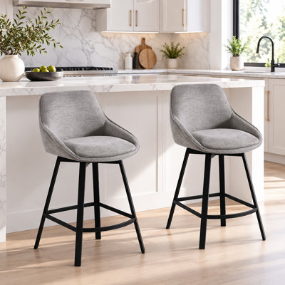 Tabouret de comptoir pivotant de 25,6 po avec structure en métal Absalom