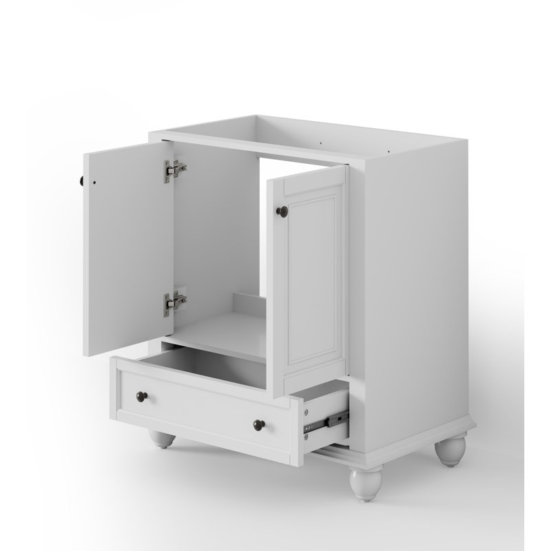 30" Single Sink Bathroom Vanity Base Only, Painted Surface, Soft-Close Doors, White