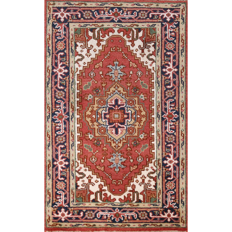 Tapis traditionnel indien à motif géométrique 3 x 5
