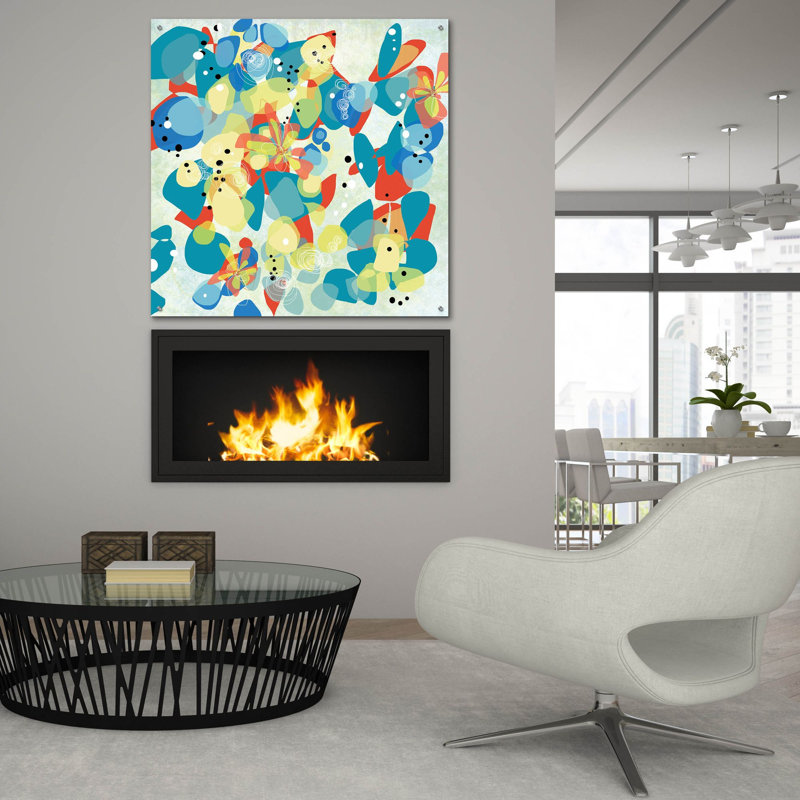 «Falling On Water 2» par Jan Weiss, art mural en verre acrylique, H 36 po x l 36 po x P 0,2 po