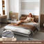 Grand lit escamotable mural 65 po, lit vertical pliable avec structure en métal et lattes en bois massif, lit caché pour chambre et chambre d'amis, blanc