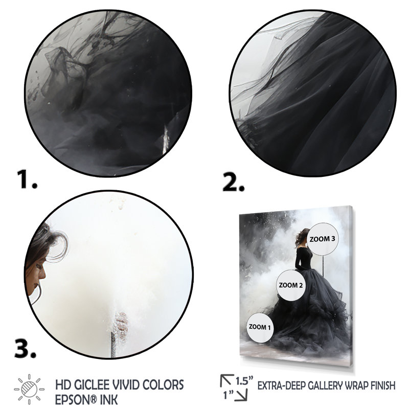 «Black Modern Ballet Dance Motion» - art mural ballet, Toile tendue, H 32 po x l 24 po x P 1 po