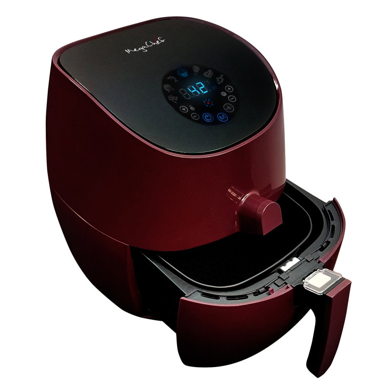 Mega Chef 3.3 Qt. Air Fryer and Multi Cooker with 7 Pre-Programmed Settings, Burgundy