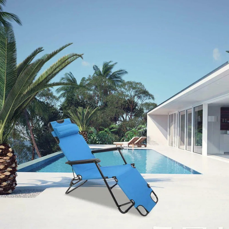 Multifunctional Folding Chair Adjustable Reclining Lounge Chair With Premium Steel Tube & Oxford Fabric For Indoor Outdoor Use