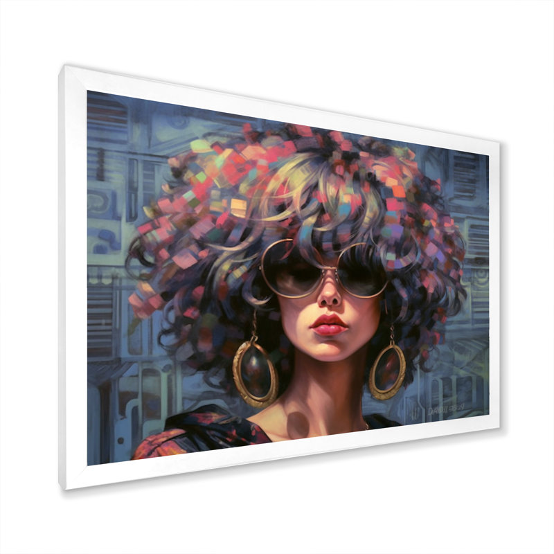 «Retro Cool Discopunk Queen I» sur toile, H 30 po x l 40 po x P 1,5 po, Cadre simple blanc