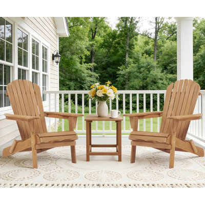 Ensemble de 2 chaises Adirondack pliantes pré-assemblées à dossier en bois de pruche pour jardin
