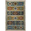 Tapis décoratif multicolore clair à motifs géométriques et à franges-842606726
