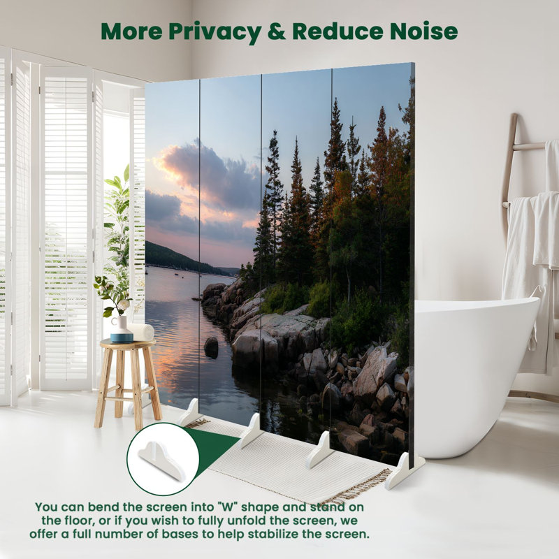 Cloison pliante 4 panneaux paravent Royal Sunset Schoodic Maine Acadia National Park, 4, H 71 po x l 64 po x P 1 po