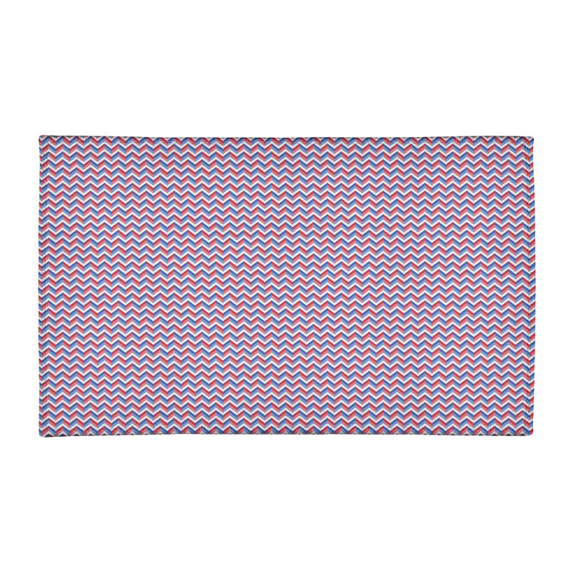 Tapis à chevrons bleu/rouge fait main, Rectangle 3 pi x 5 pi