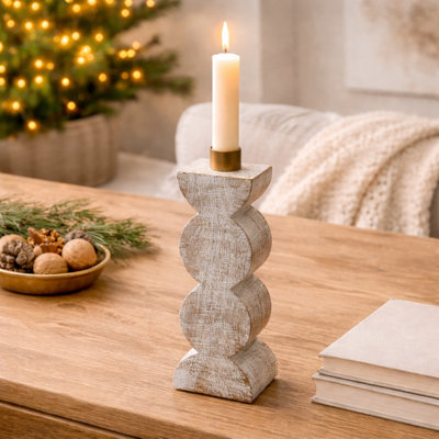 Porte-bougie en bois | Porte-bougie décoratif en bois | 3 x 9 po