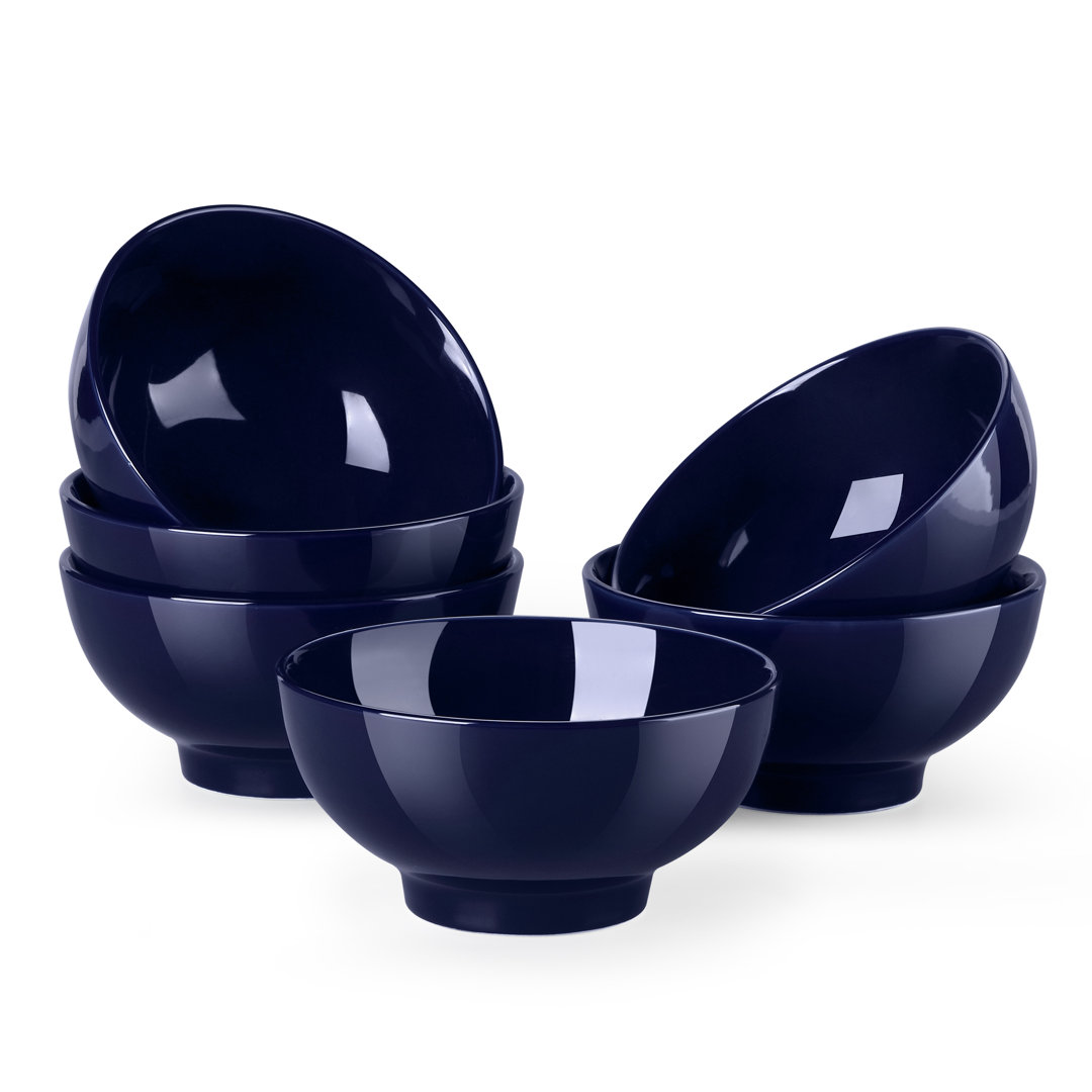6-Piece 660Ml Assorted Color Porcelain China Cereal Bowl Set
